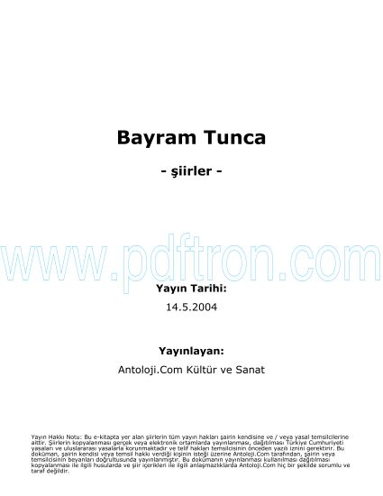 Cover of Bayram Tunca - Şiirleri.pdf