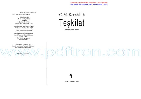 Cover of C.M.Kornbluth - Teskilat.pdf