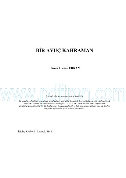 Cover of Hamza Osman Erkan - Bir Avuc Kahraman.pdf