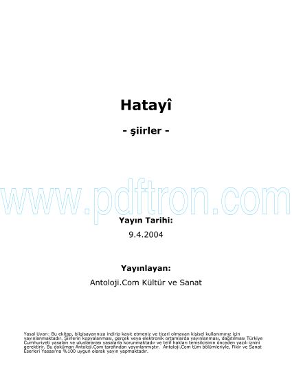 Cover of Hatayi - Şiirleri.pdf