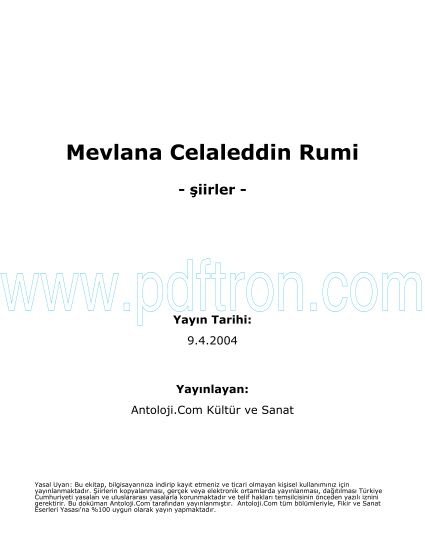 Cover of Mevlana  - Şiirleri.pdf