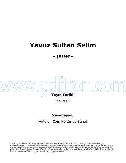 Cover of Yavuz Sultan Selim Şiirleri.pdf