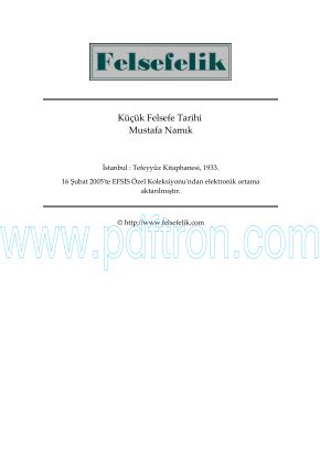 Cover of Mustafa Namik - Küçük Felsefe Tarihi.pdf