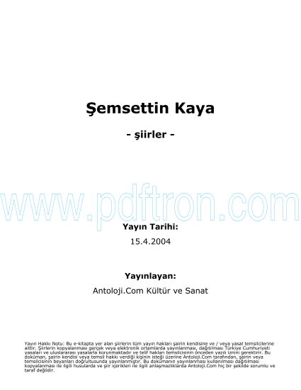 Cover of Semsettin Kaya Şiirleri.pdf