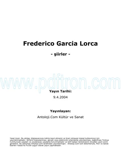 Cover of Frederico Garcia Lorca  - Şiirleri.pdf