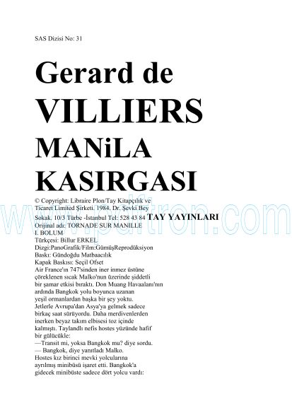 Cover of Gerard De Williers - 31 Manila Kasirgasi.pdf