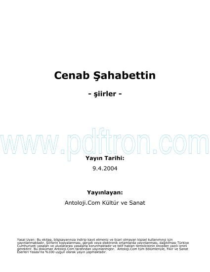 Cover of Cenap Sehabettin - Şiirleri.pdf