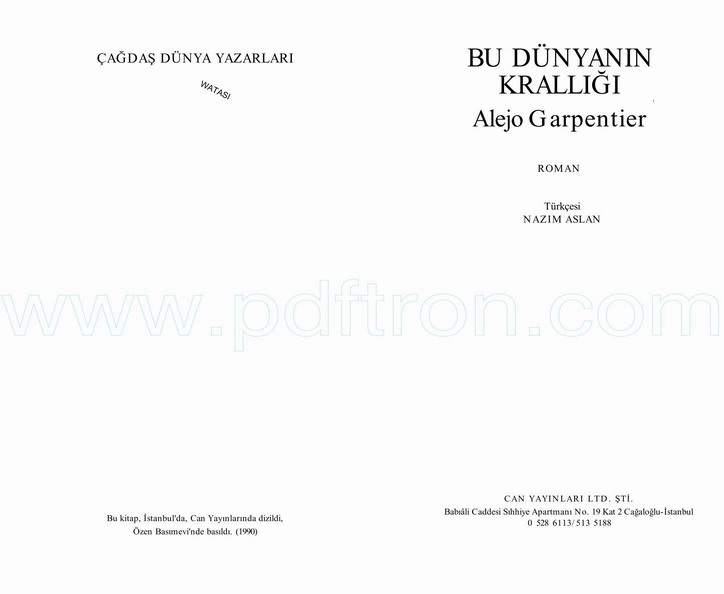 Cover of Alejo Carpentier - Bu Dunyanin Kralligi.pdf