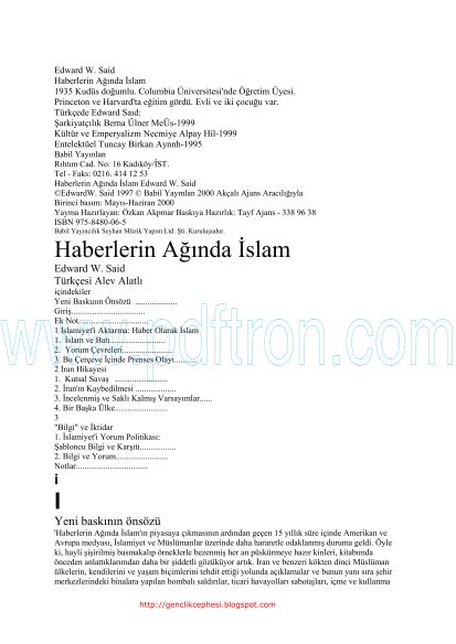 Cover of Edward W. Said - Haberlerin Aginda Islam.pdf