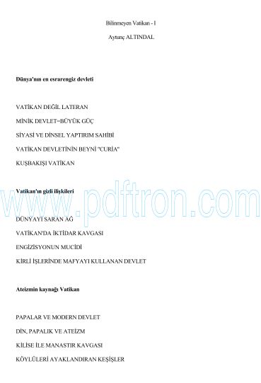 Cover of Aytunc Altindal - Bilinmeyen Vatikan 1.pdf