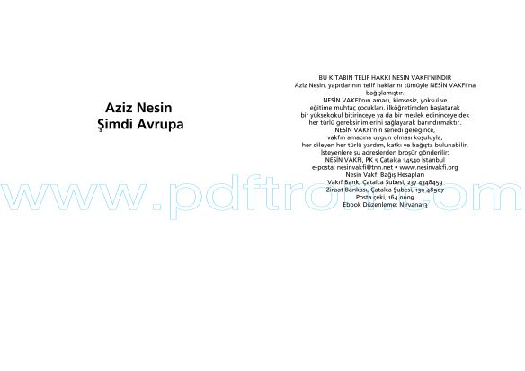 Cover of Aziz Nesin - Simdi Avrupa.pdf