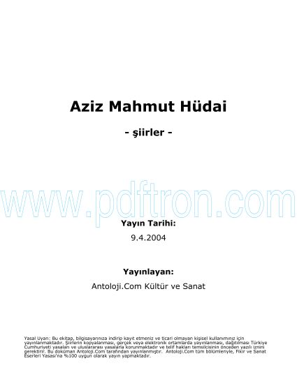 Cover of Aziz Mahmut Hüdai - Şiirleri.pdf