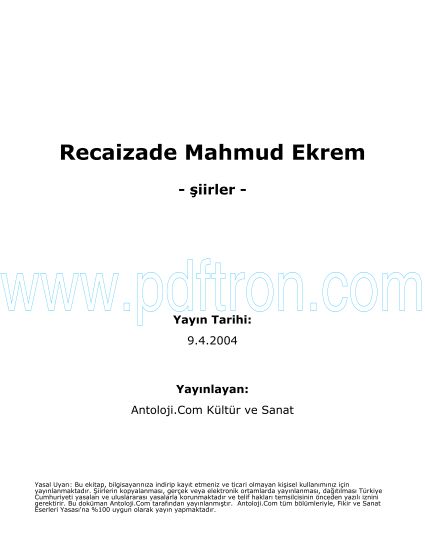 Cover of Recaizade Mahmud Ekrem Şiirleri.pdf