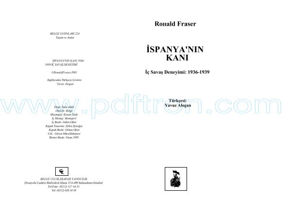 Cover of Rouald Fraser - İspanya'nın Kanı, İç Savaş Deneyimi 1936-1939 .pdf