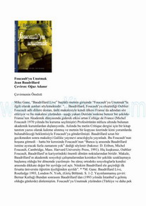 Cover of Jean Baudrillard - Foucault'yu Unutmak.pdf