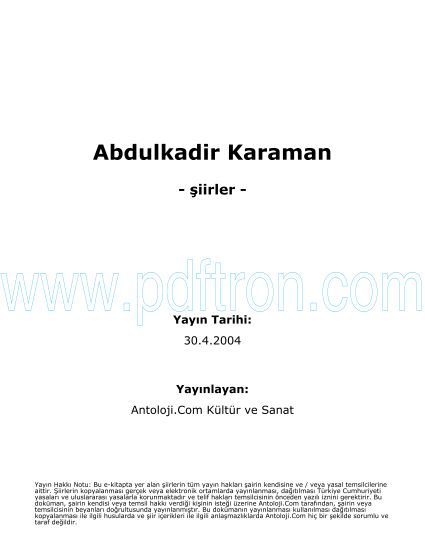 Cover of Abdülkadir Karaman Şiirleri.pdf