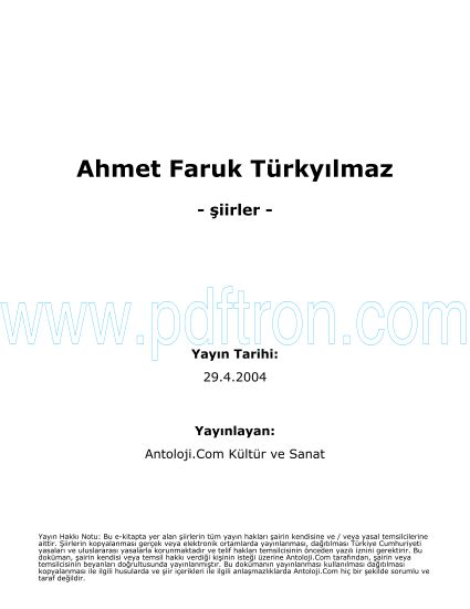 Cover of Ahmet Faruk Türkyilmaz Şiirleri.pdf