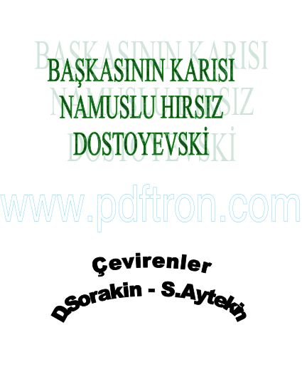 Cover of Dostoyevski - Başkasının Karısı Ve Namuslu Hırsız.pdf