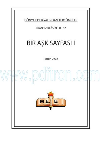 Cover of Emile Zola - Ask Sayfasi I, Bir .pdf