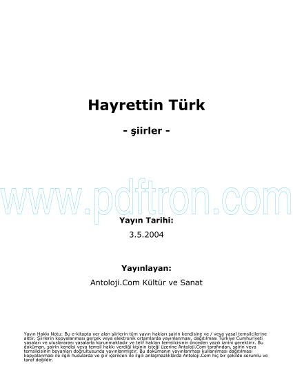 Cover of Hayrettin Türk - Şiirleri.pdf