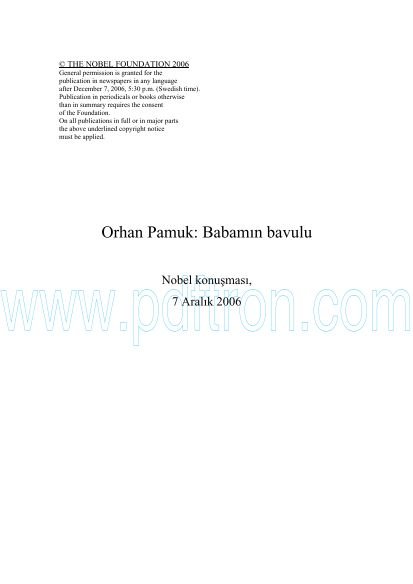 Cover of Orhan Pamuk - Babamin Bavulu.pdf