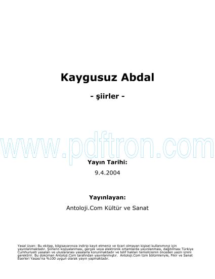 Cover of Kaygusuz Abdal - Şiirleri.pdf