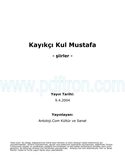 Cover of Kayikci Kul Mustafa - Şiirleri.pdf