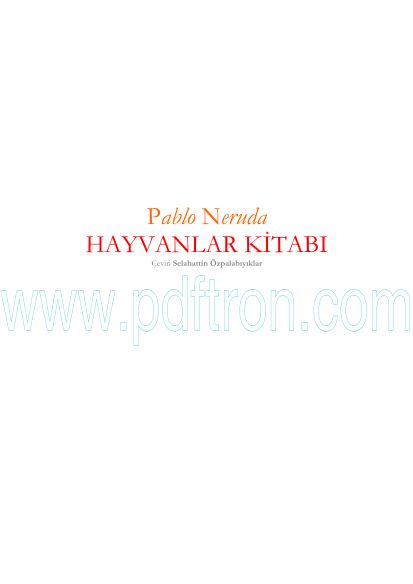 Cover of Pablo Neruda - Hayvanlar Kitabı.pdf